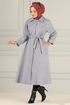 Belted Stamp Coat MSS5065 Grey - Thumbnail