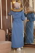 Big Body Hooded Ribanali Coat Blue MIH15500 - Thumbnail