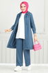Biye Detail Hijab Team 1978FON1064-M Indigo - Thumbnail