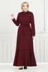 Biye Detail Winter Kleid 4025PM1063-M Bordeaux - Thumbnail