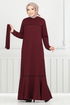 Biye Detail Winter Kleid 4025PM1063-M Bordeaux - Thumbnail