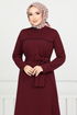 Biye Detail Winter Kleid 4025PM1063-M Bordeaux - Thumbnail