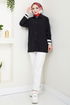 Biye Detailed Shirt 407EVO1065-M Black - Thumbnail
