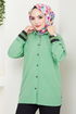 Biye Detailed Shirt 407EVO1065-M Open Green - Thumbnail