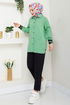 Biye Detailed Shirt 407EVO1065-M Open Green - Thumbnail