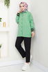 Biye Detailed Shirt 407EVO1065-M Open Green - Thumbnail