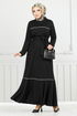 Biye Detailed Winter Dress 4025PM1063-M Black - Thumbnail