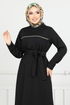 Biye Detailed Winter Dress 4025PM1063-M Black - Thumbnail