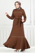 Biye Detailed Winter Dress 4025PM1063-M Coffee - Thumbnail