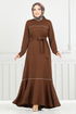 Biye Detailed Winter Dress 4025PM1063-M Coffee - Thumbnail