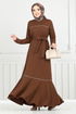 Biye Detailed Winter Dress 4025PM1063-M Coffee - Thumbnail