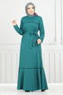 Biye Detailed Winter Dress 4025PM1063-M Oil - Thumbnail