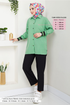 Biye Détaillé Chemise 407ÉVO1065-M Ouvert Vert - Thumbnail