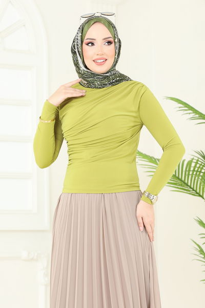 A.Y.D. - Blouse 4725AYD574-MS Oil Green - 371810