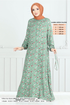Blumig Viskose Kleid 807OZR1047-M Mint - Thumbnail