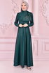 Bogen Satin Kleid Smaragde ASM2465 - Thumbnail