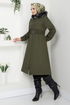 Bolero Detailed Furred Coat 7009ZNR1012-M Khaki - Thumbnail