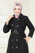 Bolero Detailed Stamp Coat 2054BGS895-M Black - Thumbnail