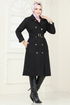 Bolero Detailed Stamp Coat 2054BGS895-M Black - Thumbnail