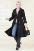 Bolero Detailed Stamp Coat 2054BGS895-M Black - Thumbnail