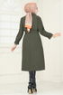 Bolero Detailed Stamp Coat 2054BGS895-M Khaki - Thumbnail