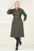 Bolero Detailed Stamp Coat 2054BGS895-M Khaki - Thumbnail