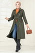 Bolero Detailed Stamp Coat 2054BGS895-M Khaki - Thumbnail