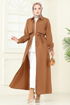 Bolero Detay Elbise Ferace 7010UZ662-MS Taba - Thumbnail
