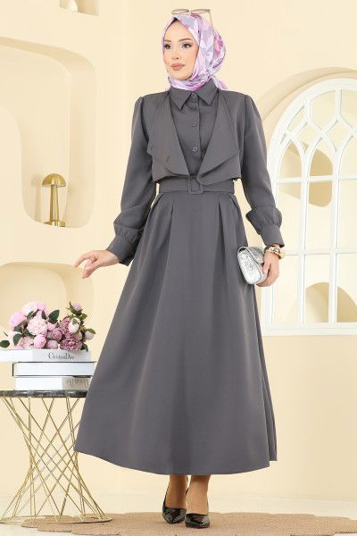 S.L. - Bolero Detay Etekli Takım 2745SL432-MS Antrasit