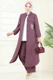 S.L. - Boncuk Detay Tesettür Takım 2686SL432-MS Mürdüm