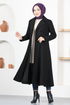 Boutonné Cachet Manteau LM 5455 Noir - Thumbnail