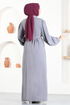 Boutonné Robe CE114 Gris - Thumbnail