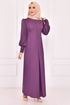 Boutonné Robe Lilas VOYEUR21510 - Thumbnail