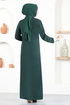 Button Detail Dress ASM2671 Emerald - Thumbnail