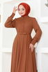 Button Detail Dress DVL266 Taba - Thumbnail