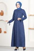 Button Detail Dress MSL1171 Navy blue - Thumbnail