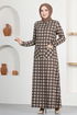 Button Detail Dress MSL1566 Brown - Thumbnail