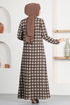 Button Detail Dress MSL1566 Brown - Thumbnail