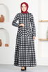 Button Detail Dress MSL1566 Grey - Thumbnail