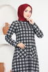 Button Detail Dress MSL1566 Grey - Thumbnail