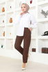 Button Detail Pants MSL5010 Brown - Thumbnail