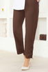 Button Detail Pants MSL5010 Brown - Thumbnail