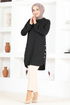 Button Detail Tunic MSL1177 Black - Thumbnail