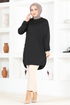 Button Detail Tunic MSL1177 Black - Thumbnail