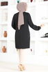 Button Detail Tunic MSL1177 Black - Thumbnail