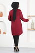 Button Detail Tunic MSL1177 Burgundy - Thumbnail