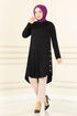 Button Detail Tunic MSL1179 Black - Thumbnail