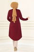 Button Detail Tunic MSL1179 Burgundy - Thumbnail