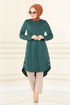 Button Detail Tunic MSL1179 Emerald - Thumbnail