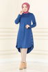 Button Detail Tunic MSL1179 Indigo - Thumbnail